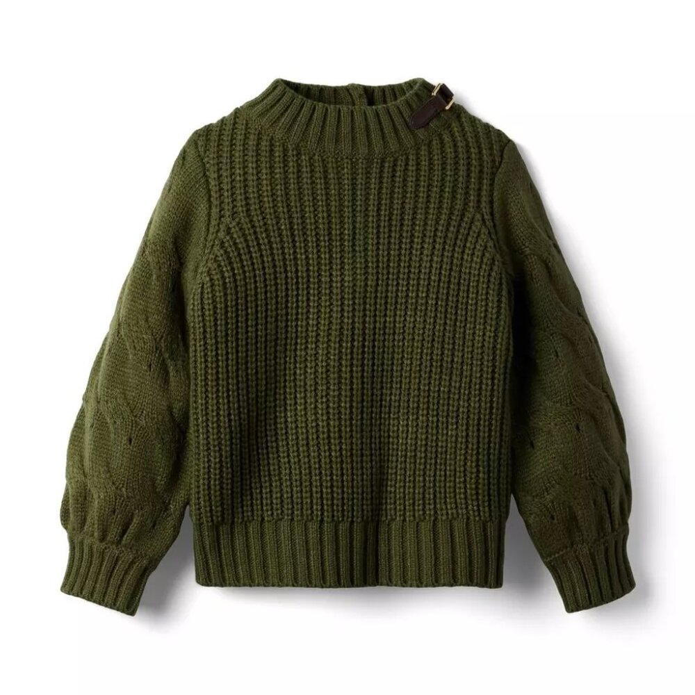 Janie and Jack Forest Green Turtleneck Sweater girl
